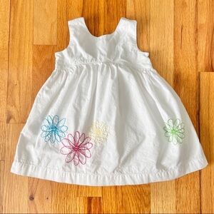 Carters Baby Girls Dress Size 9 Months Sleeveless Embroidered Flowers White